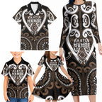 Custom Aotearoa Kati Mamoe Family Matching Long Sleeve Bodycon Dress and Hawaiian Shirt Maori Tribal Pattern