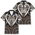 Custom Aotearoa Kati Mamoe Family Matching Off The Shoulder Long Sleeve Dress and Hawaiian Shirt Maori Tribal Pattern