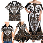 Custom Aotearoa Kati Mamoe Family Matching Off Shoulder Maxi Dress and Hawaiian Shirt Maori Tribal Pattern