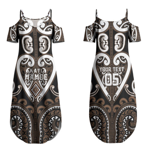 Custom Aotearoa Kati Mamoe Family Matching Summer Maxi Dress and Hawaiian Shirt Maori Tribal Pattern
