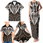 Custom Aotearoa Kati Mamoe Family Matching Tank Maxi Dress and Hawaiian Shirt Maori Tribal Pattern