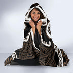 Aotearoa Kati Mamoe Hooded Blanket Maori Tribal Pattern