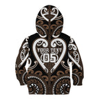 Custom Aotearoa Kati Mamoe Kid Hoodie Maori Tribal Pattern