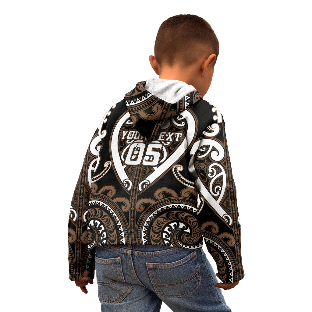 Custom Aotearoa Kati Mamoe Kid Hoodie Maori Tribal Pattern
