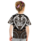 Custom Aotearoa Kati Mamoe Kid T Shirt Maori Tribal Pattern