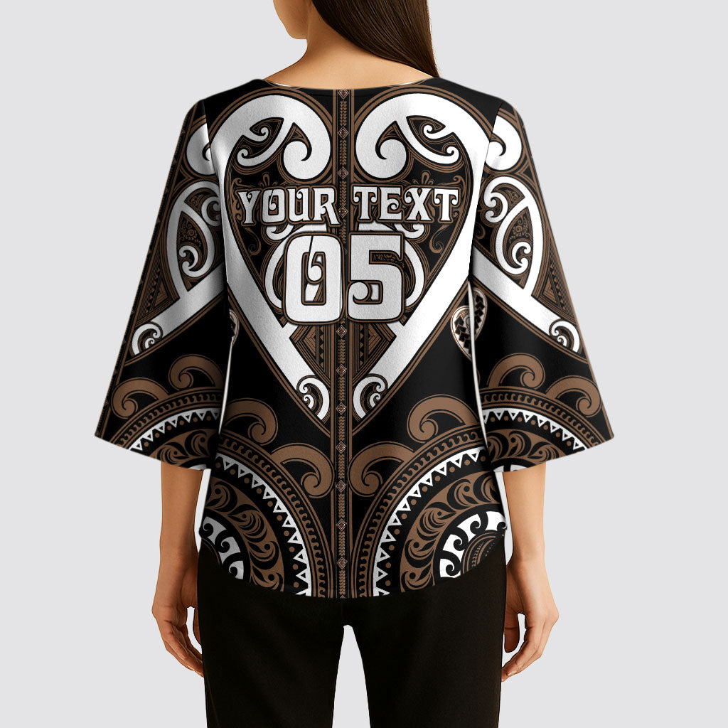 Custom Aotearoa Kati Mamoe Kimono Sleeve Blouse Maori Tribal Pattern