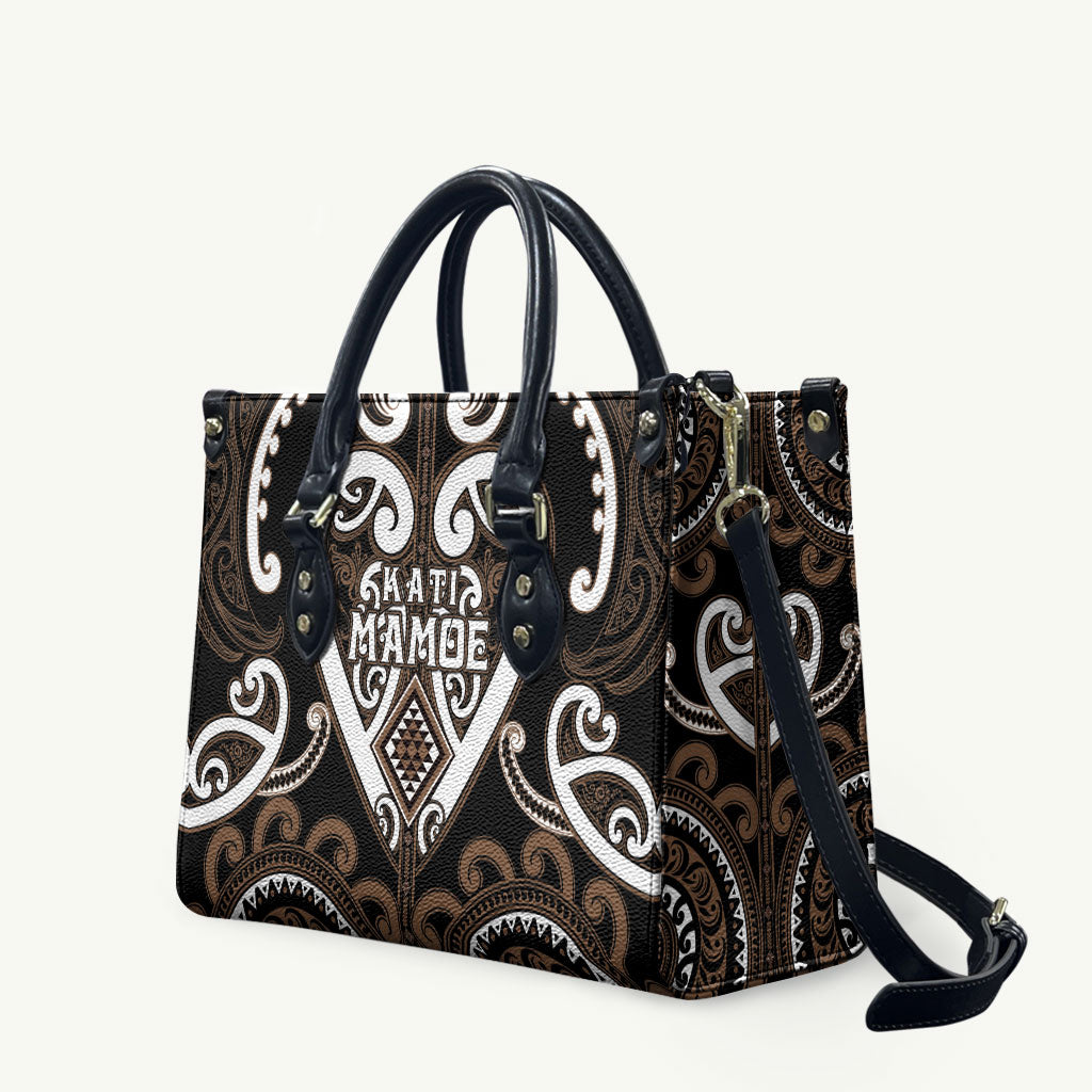 Aotearoa Kati Mamoe Leather Bag Maori Tribal Pattern