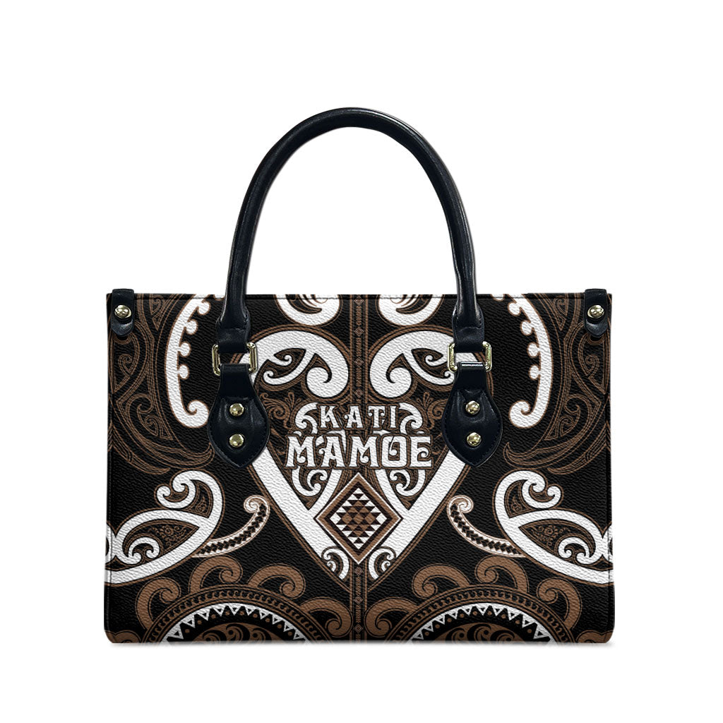 Aotearoa Kati Mamoe Leather Bag Maori Tribal Pattern