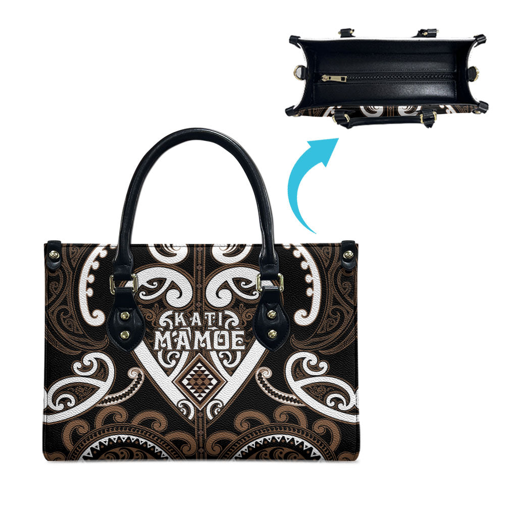 Aotearoa Kati Mamoe Leather Bag Maori Tribal Pattern