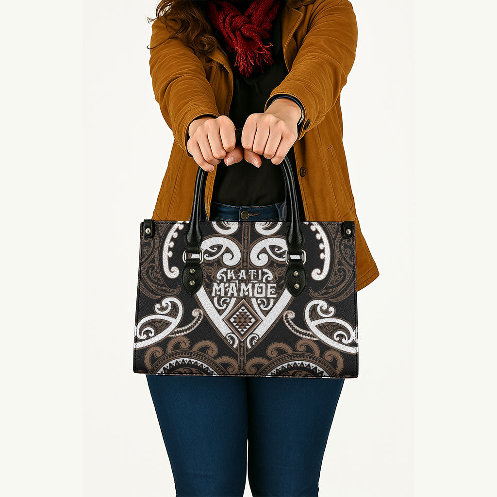 Aotearoa Kati Mamoe Leather Bag Maori Tribal Pattern