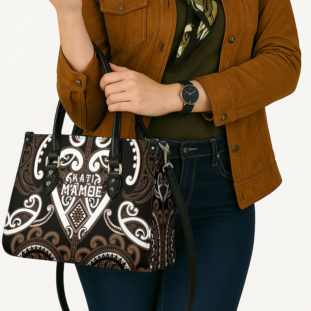 Aotearoa Kati Mamoe Leather Bag Maori Tribal Pattern