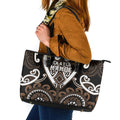 Aotearoa Kati Mamoe Leather Tote Bag Maori Tribal Pattern