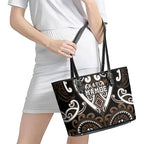Aotearoa Kati Mamoe Leather Tote Bag Maori Tribal Pattern
