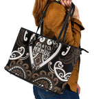 Aotearoa Kati Mamoe Leather Tote Bag Maori Tribal Pattern