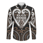Custom Aotearoa Kati Mamoe Long Sleeve Button Shirt Maori Tribal Pattern