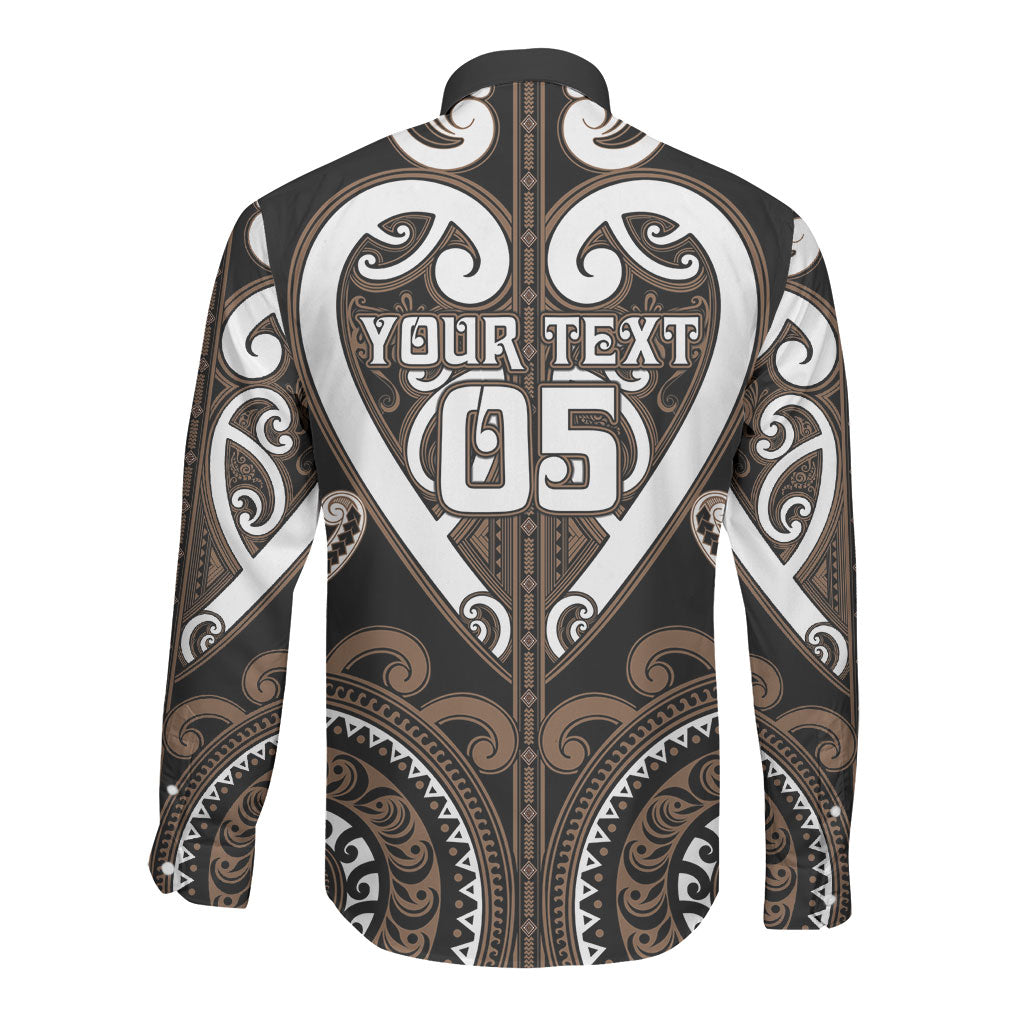 Custom Aotearoa Kati Mamoe Long Sleeve Button Shirt Maori Tribal Pattern