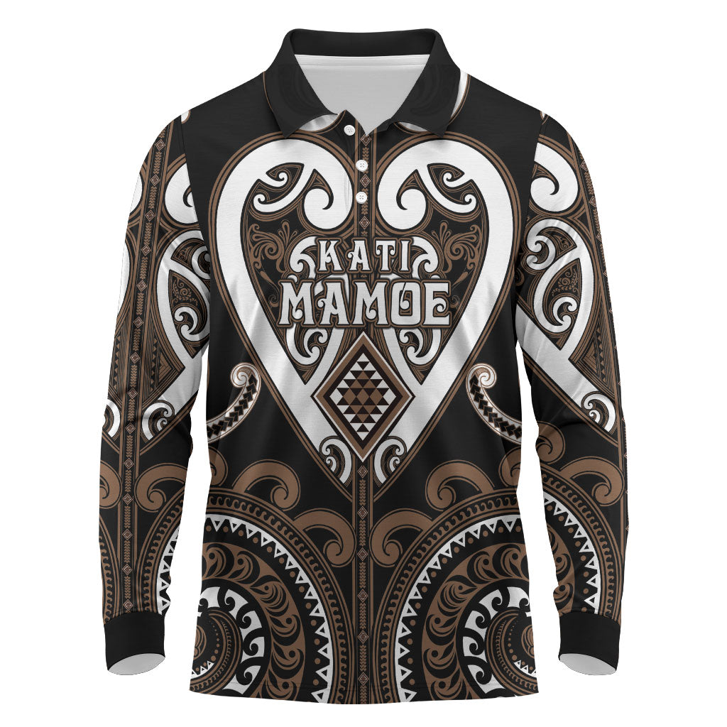 Custom Aotearoa Kati Mamoe Long Sleeve Polo Shirt Maori Tribal Pattern