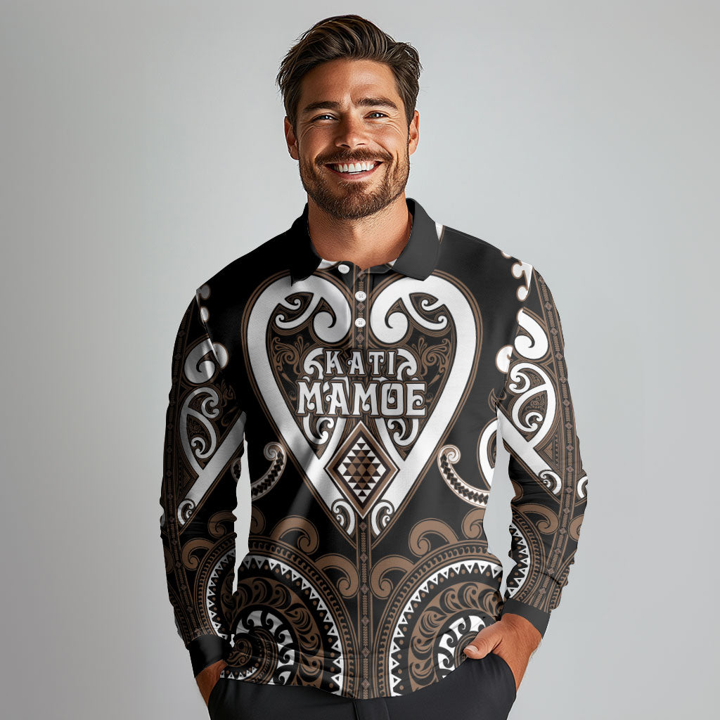 Custom Aotearoa Kati Mamoe Long Sleeve Polo Shirt Maori Tribal Pattern