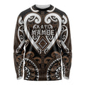 Custom Aotearoa Kati Mamoe Long Sleeve Shirt Maori Tribal Pattern