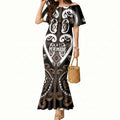 Custom Aotearoa Kati Mamoe Mermaid Dress Maori Tribal Pattern