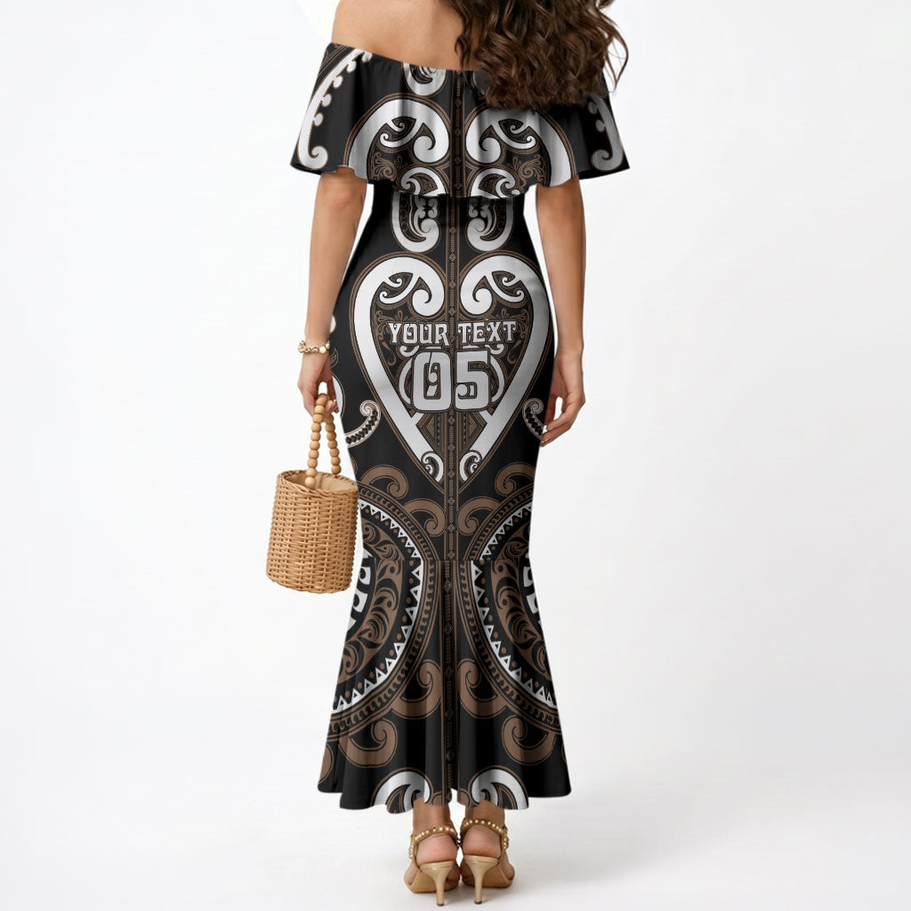 Custom Aotearoa Kati Mamoe Mermaid Dress Maori Tribal Pattern