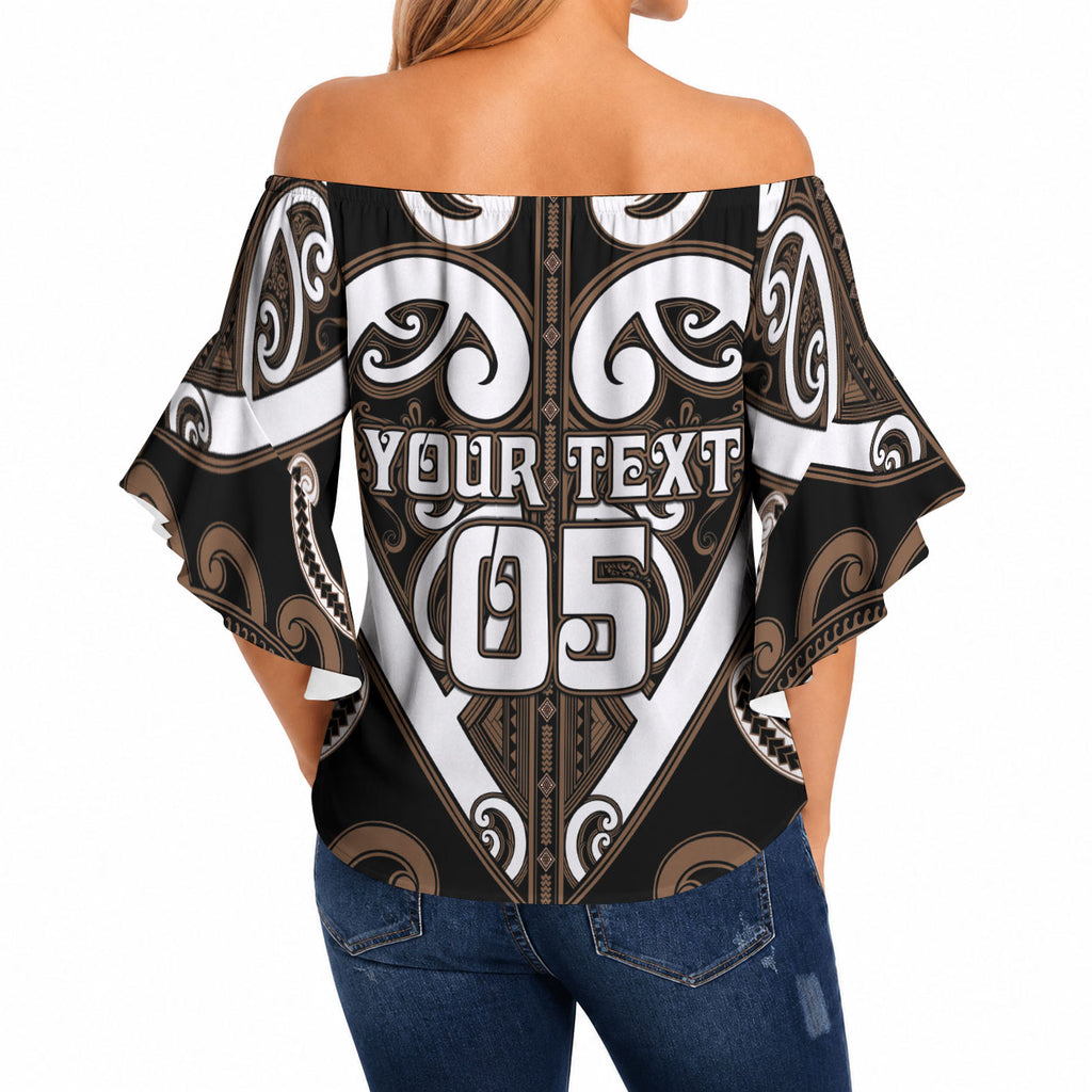 Custom Aotearoa Kati Mamoe Off Shoulder Wrap Waist Top Maori Tribal Pattern