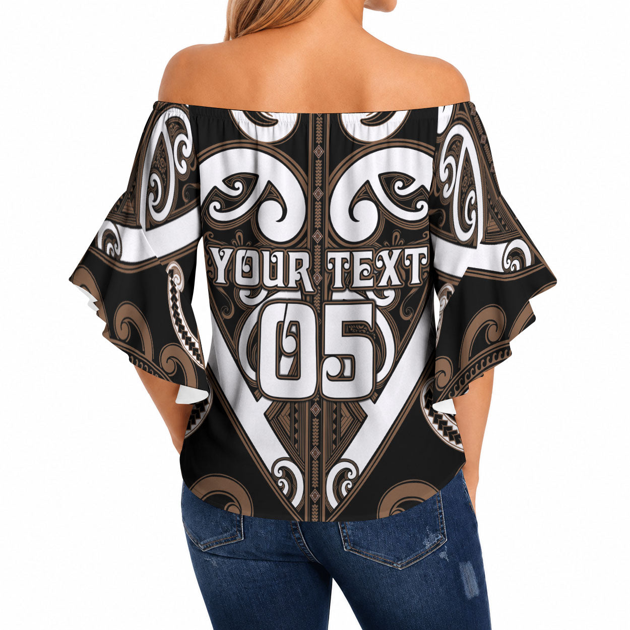 Custom Aotearoa Kati Mamoe Off Shoulder Wrap Waist Top Maori Tribal Pattern