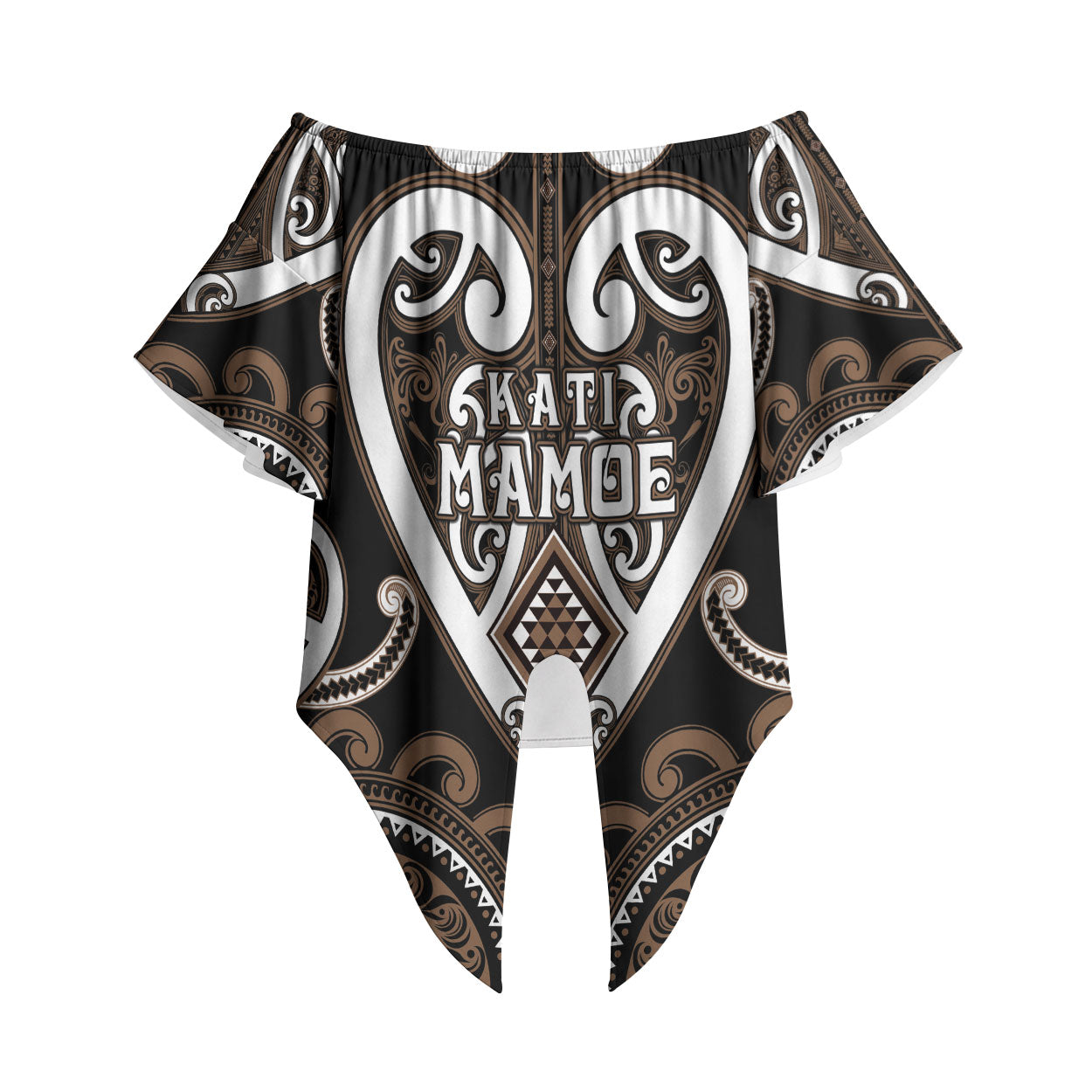 Custom Aotearoa Kati Mamoe Off Shoulder Wrap Waist Top Maori Tribal Pattern