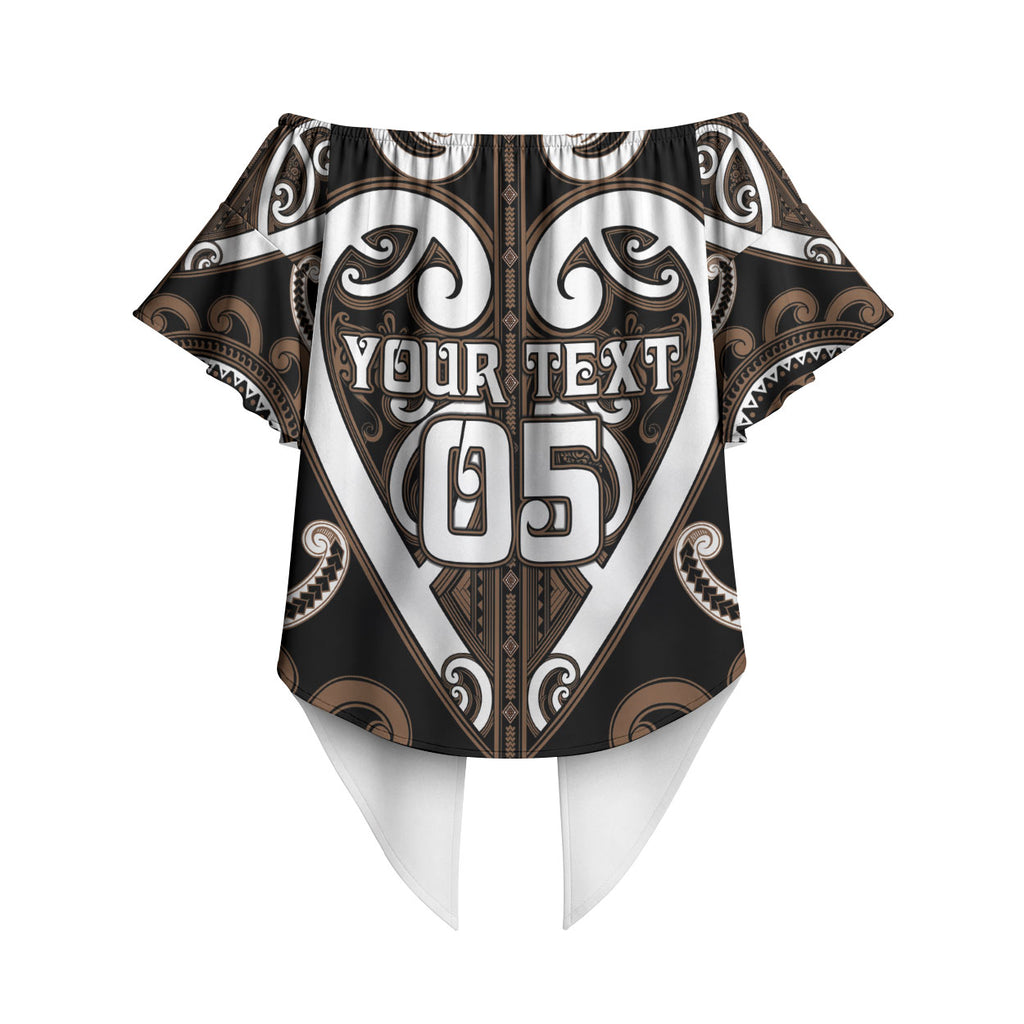 Custom Aotearoa Kati Mamoe Off Shoulder Wrap Waist Top Maori Tribal Pattern