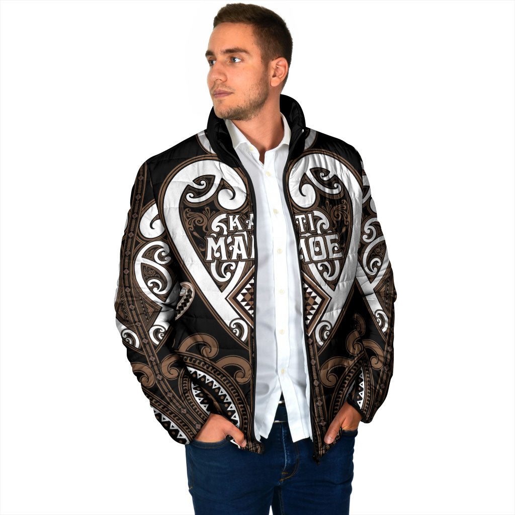 Custom Aotearoa Kati Mamoe Padded Jacket Maori Tribal Pattern