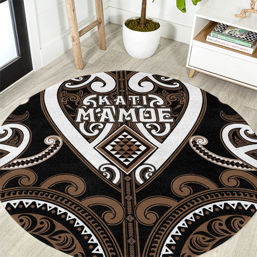 Aotearoa Kati Mamoe Round Carpet Maori Tribal Pattern