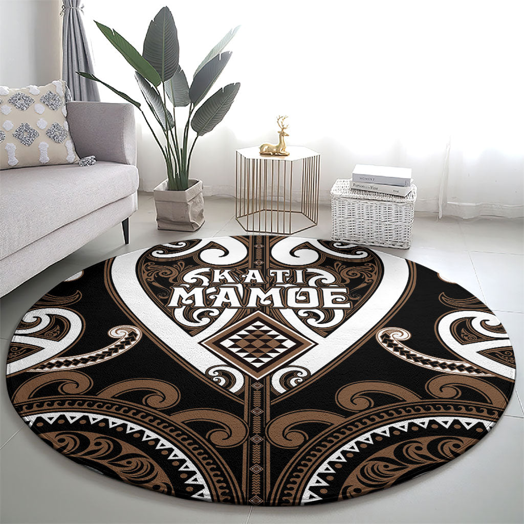 Aotearoa Kati Mamoe Round Carpet Maori Tribal Pattern