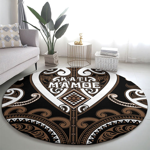 Aotearoa Kati Mamoe Round Carpet Maori Tribal Pattern