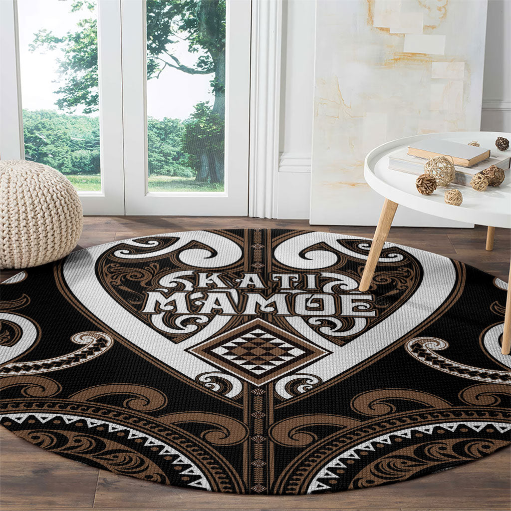 Aotearoa Kati Mamoe Round Carpet Maori Tribal Pattern