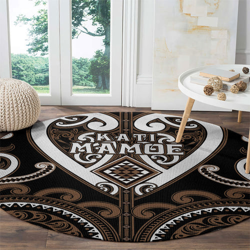 Aotearoa Kati Mamoe Round Carpet Maori Tribal Pattern