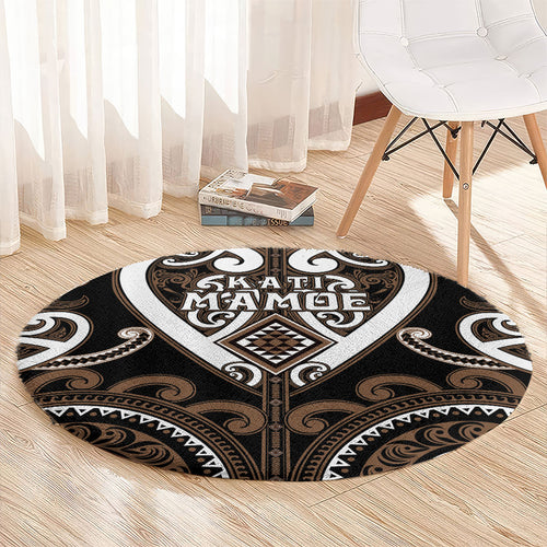 Aotearoa Kati Mamoe Round Carpet Maori Tribal Pattern
