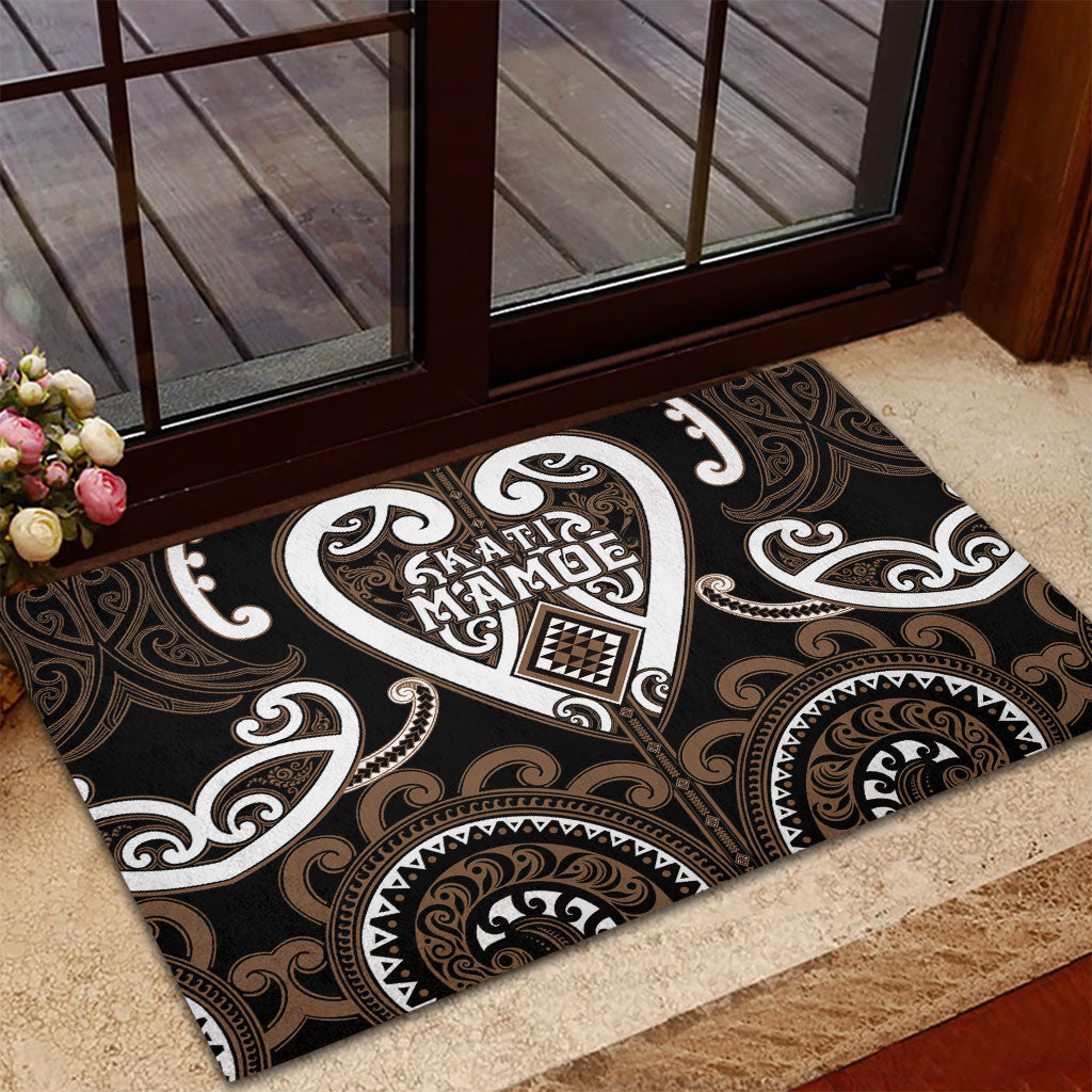Aotearoa Kati Mamoe Rubber Doormat Maori Tribal Pattern