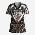 Custom Aotearoa Kati Mamoe Scrub Top Maori Tribal Pattern
