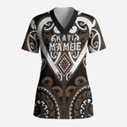 Custom Aotearoa Kati Mamoe Scrub Top Maori Tribal Pattern