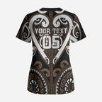 Custom Aotearoa Kati Mamoe Scrub Top Maori Tribal Pattern