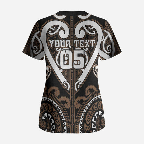 Custom Aotearoa Kati Mamoe Scrub Top Maori Tribal Pattern