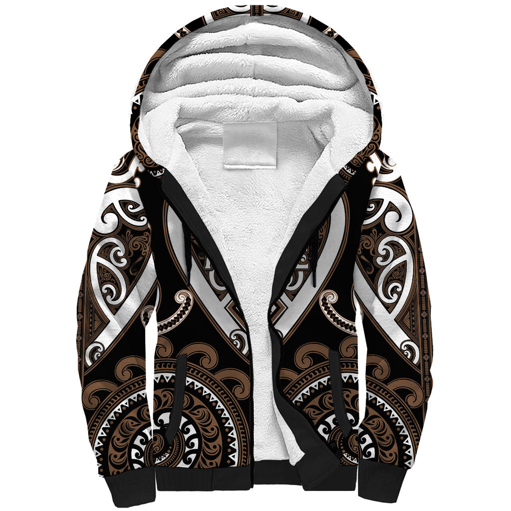 Custom Aotearoa Kati Mamoe Sherpa Hoodie Maori Tribal Pattern