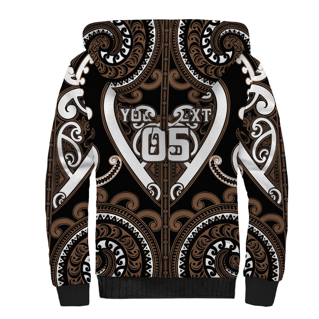Custom Aotearoa Kati Mamoe Sherpa Hoodie Maori Tribal Pattern