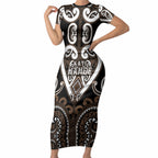 Custom Aotearoa Kati Mamoe Short Sleeve Bodycon Dress Maori Tribal Pattern