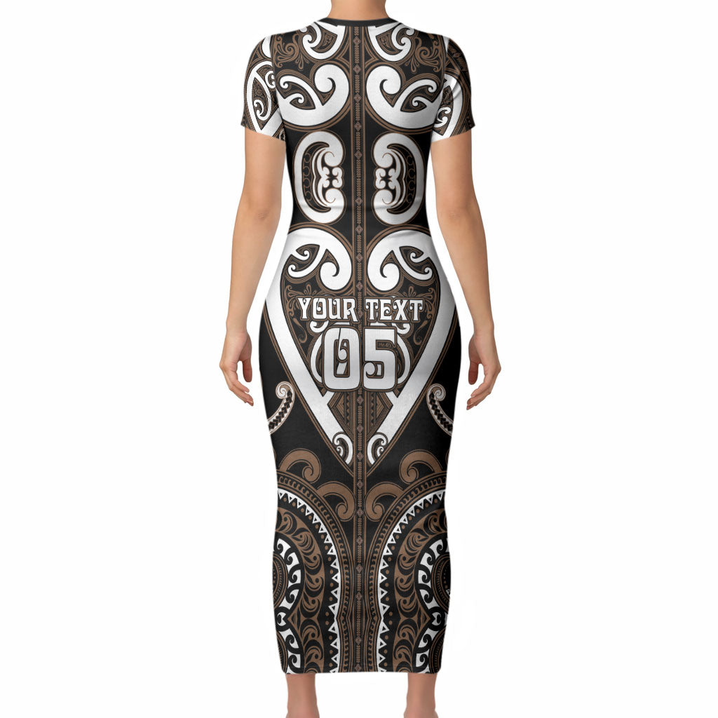 Custom Aotearoa Kati Mamoe Short Sleeve Bodycon Dress Maori Tribal Pattern