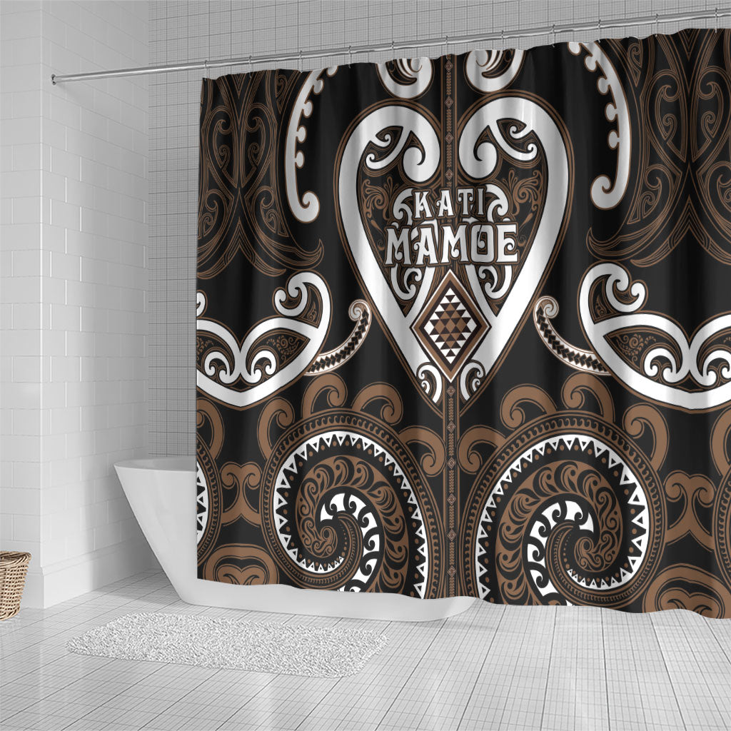 Aotearoa Kati Mamoe Shower Curtain Maori Tribal Pattern