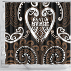 Aotearoa Kati Mamoe Shower Curtain Maori Tribal Pattern