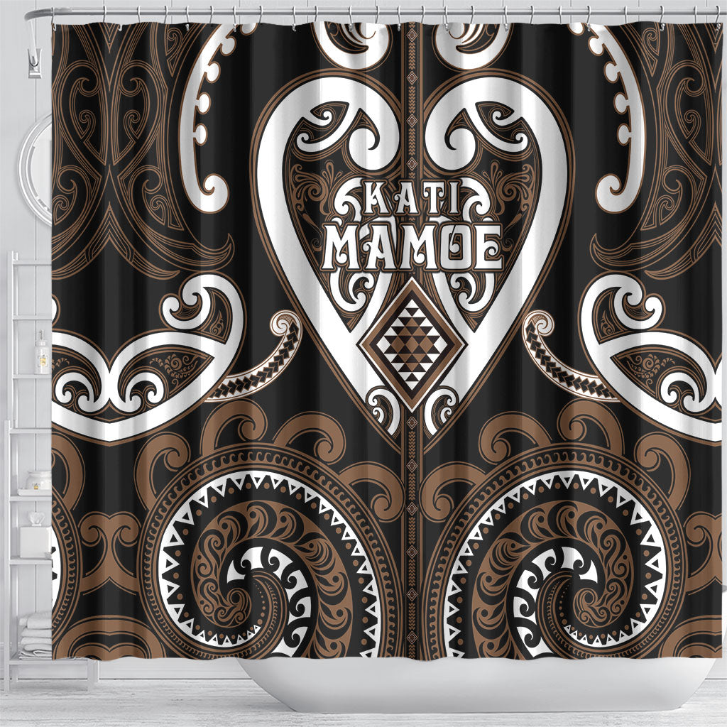 Aotearoa Kati Mamoe Shower Curtain Maori Tribal Pattern