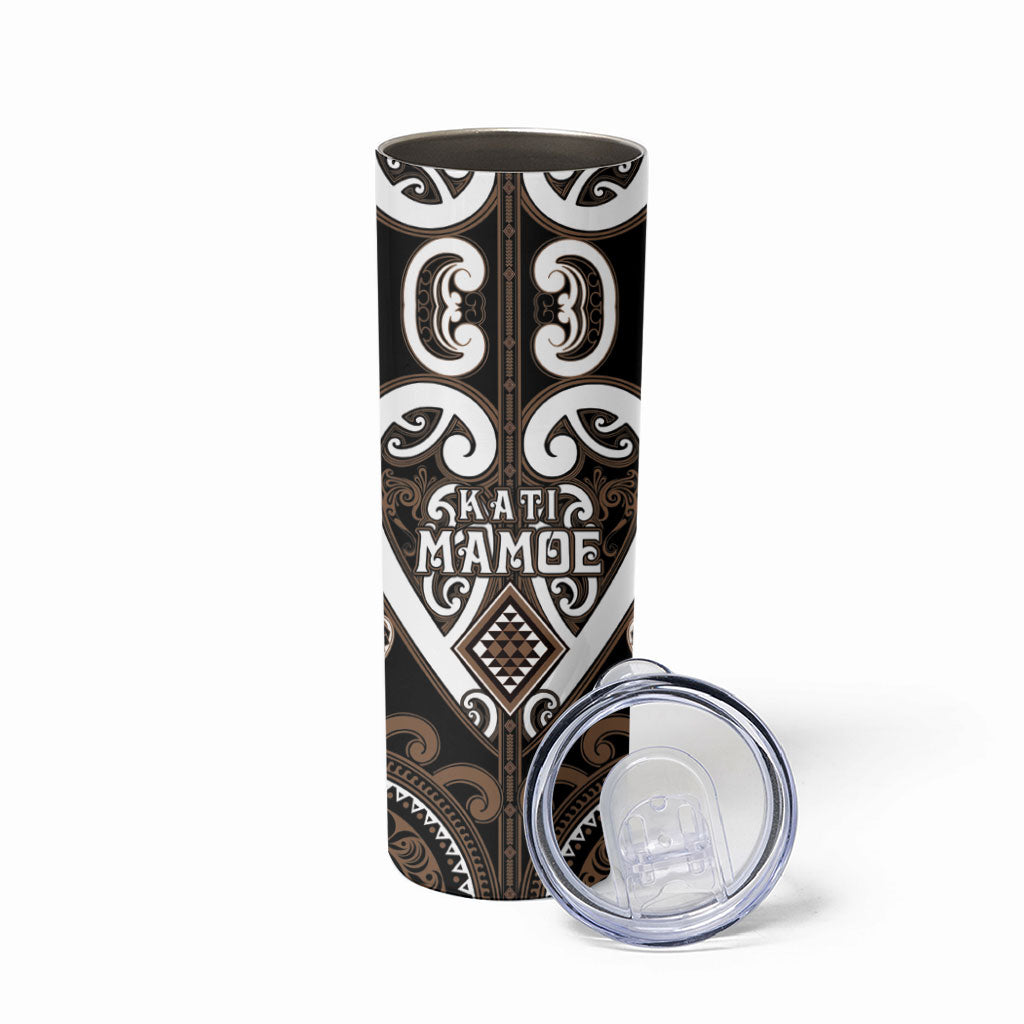 Custom Aotearoa Kati Mamoe Skinny Tumbler Maori Tribal Pattern