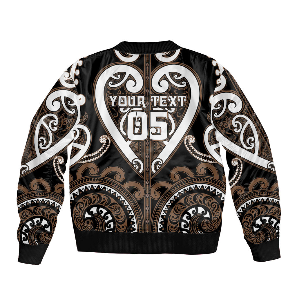 Custom Aotearoa Kati Mamoe Sleeve Zip Bomber Jacket Maori Tribal Pattern
